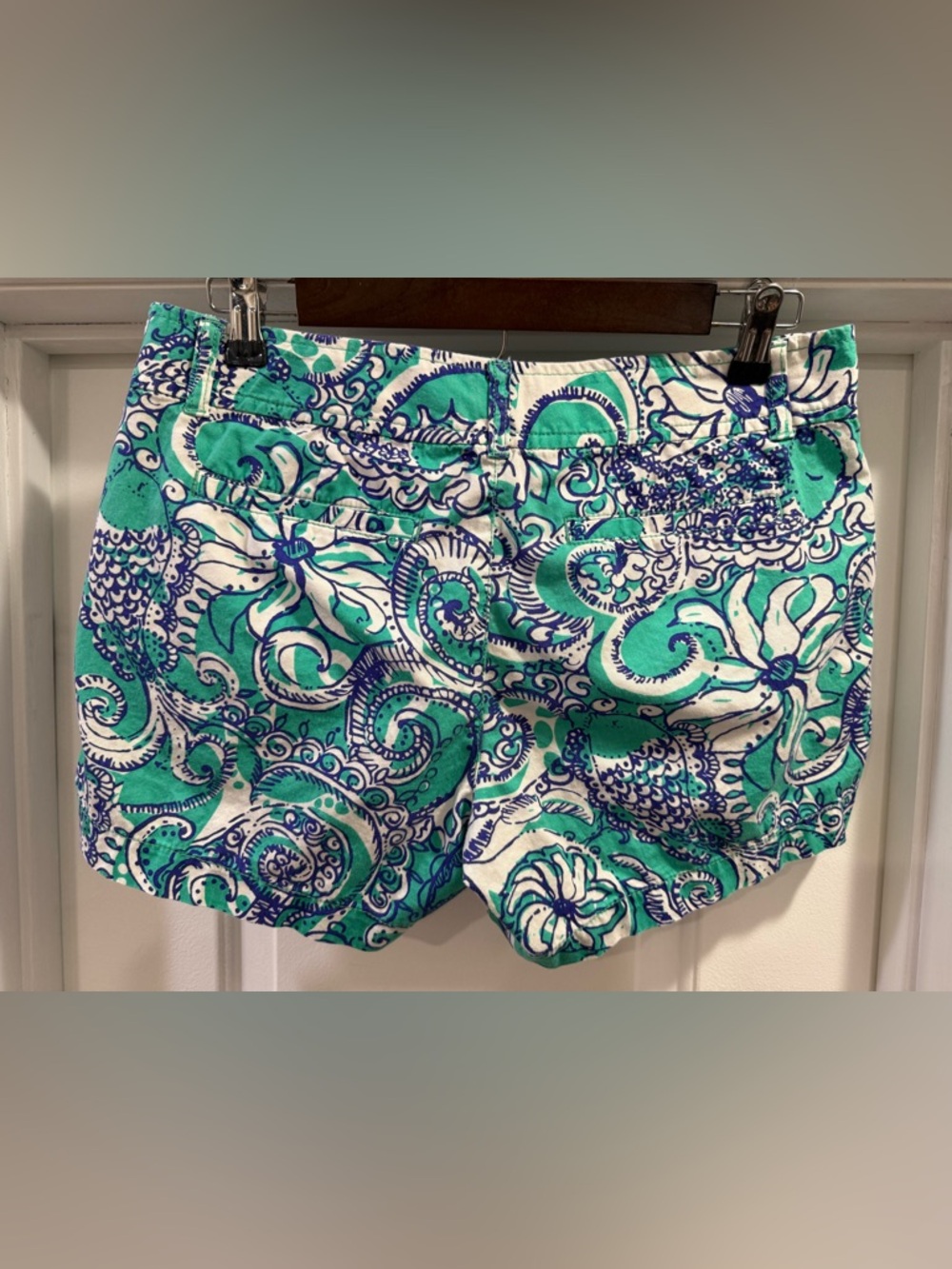 Lilly Pulitzer Callahan Seafoam Montauk Print Chino Style Shorts Size 8